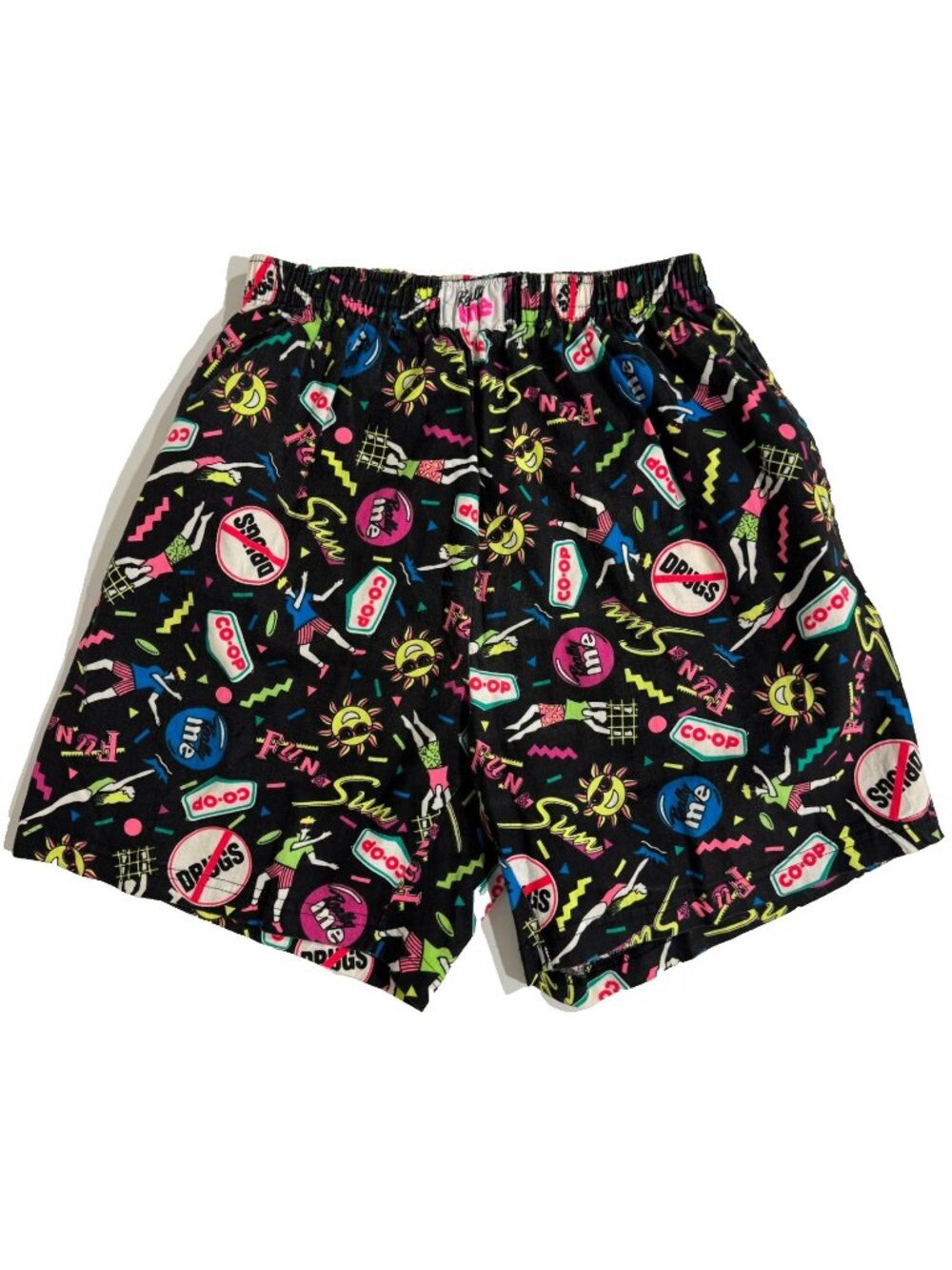 Vintage 1990s "Really Me" Actionware Anti Drug Party Shorts Large All Over Print